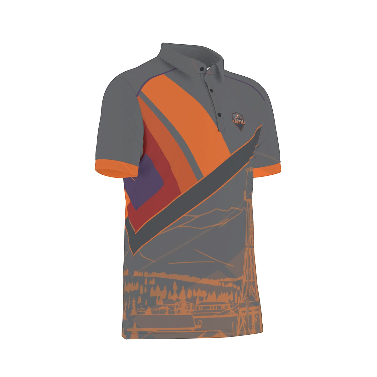 All-Over Print Men's Stretch Collar Polo Shirt